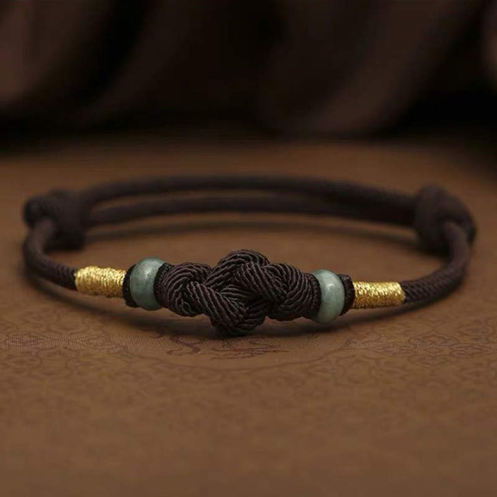 Armband Rotes Band Jade - Glück Knoten