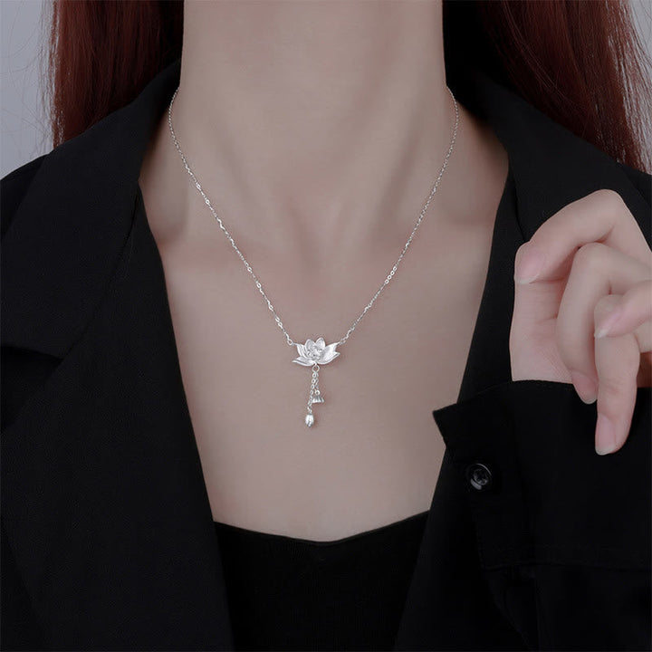 Kette Sterlingsilber Lotus Blume Erleuchtung Tropfen-Anhänger