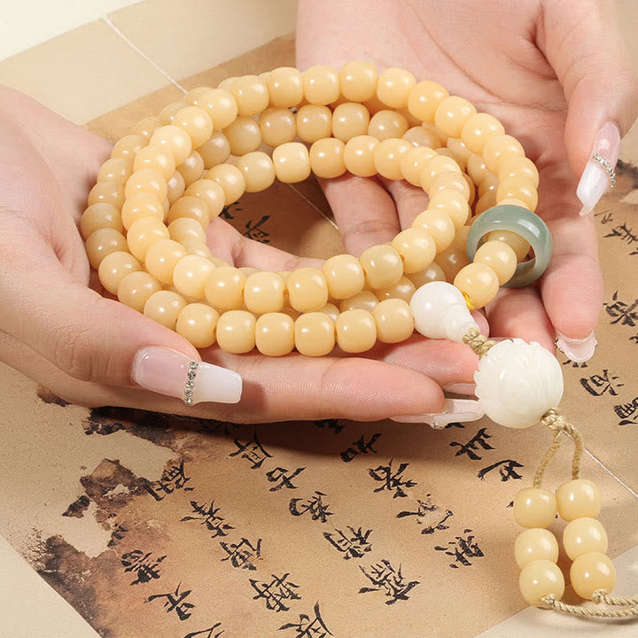 Bodhi Lotus Armband Frieden Harmonie elastisch Naturstein Perlen Hand getragen