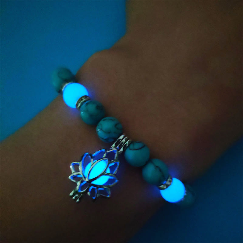 Armband Leuchtstein Türkis Lotus "Schutz"
