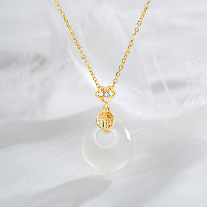 Kette Achat Anhänger Goldkette Glückssymbol Schutz