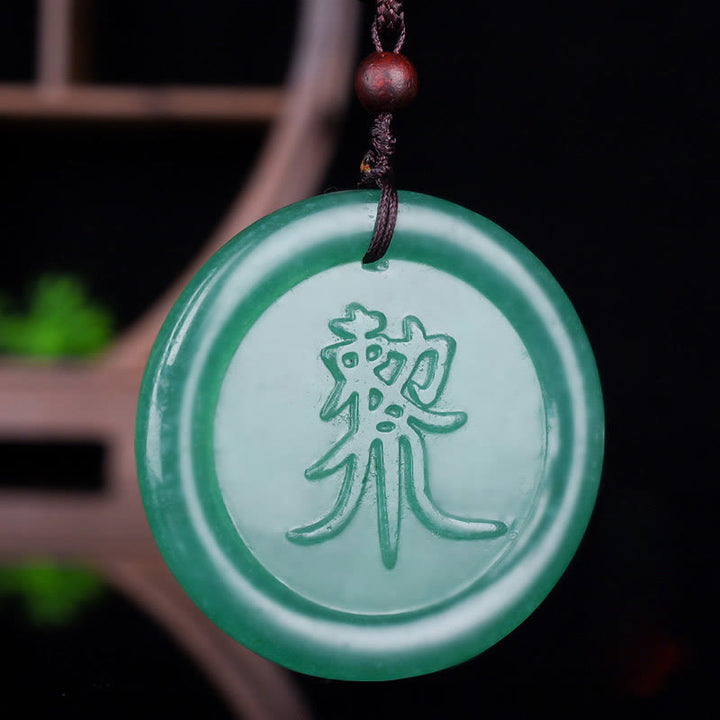 Grüne Aventurin Anhänger Chinesische Schrift Glück