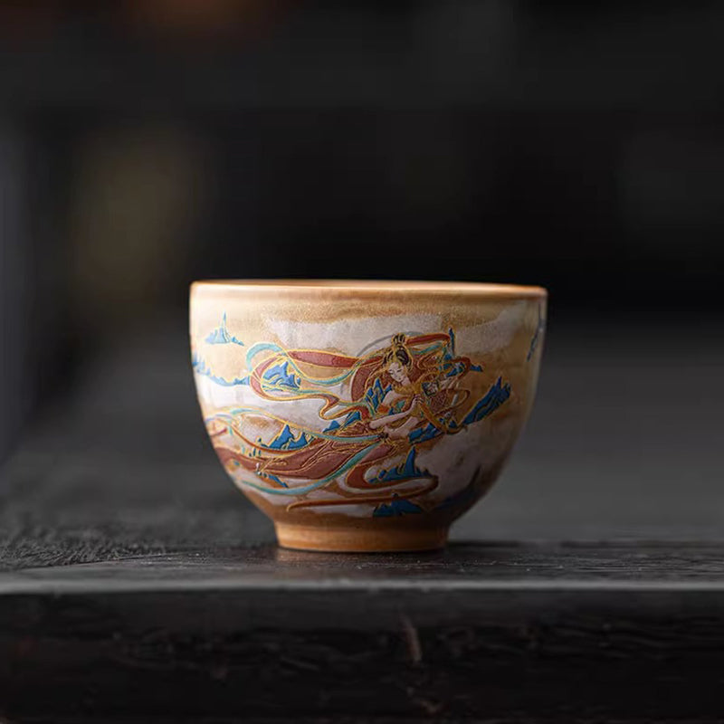 Teetasse Mit Deckel Gaiwan Sancai Apsara Dunhuang Fliegende Apsaras klein