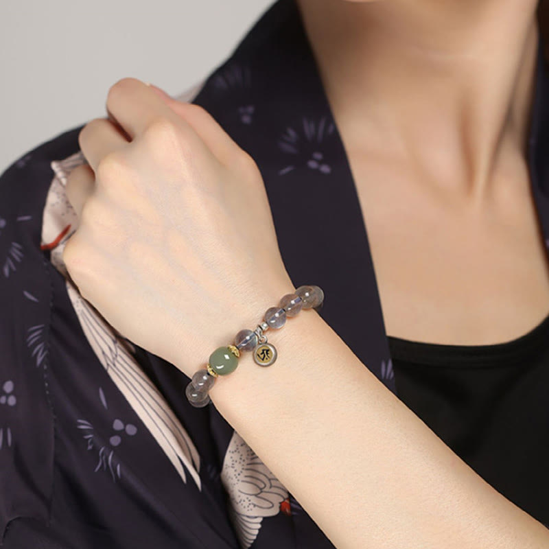 Armband 925 Silber Mondstein Chinesisches Tierkreis elastisch Naturstein elegant