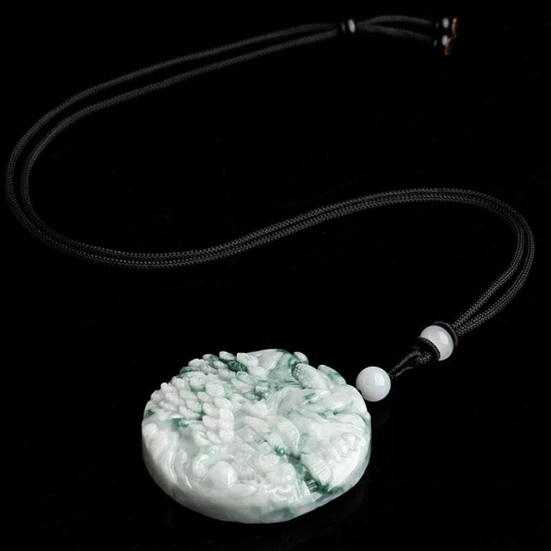 Jade Kette Schnur Berglandschaft Anhänger