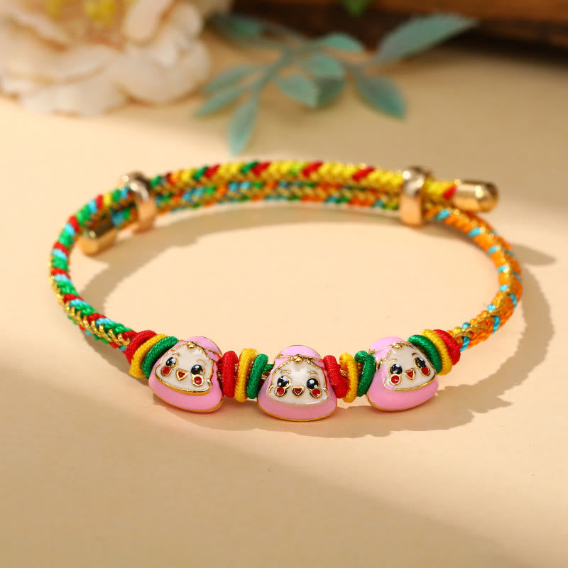 Armband bunt Zongzi Glück elastisch Rosa Perlen Regenbogenband Schmuck