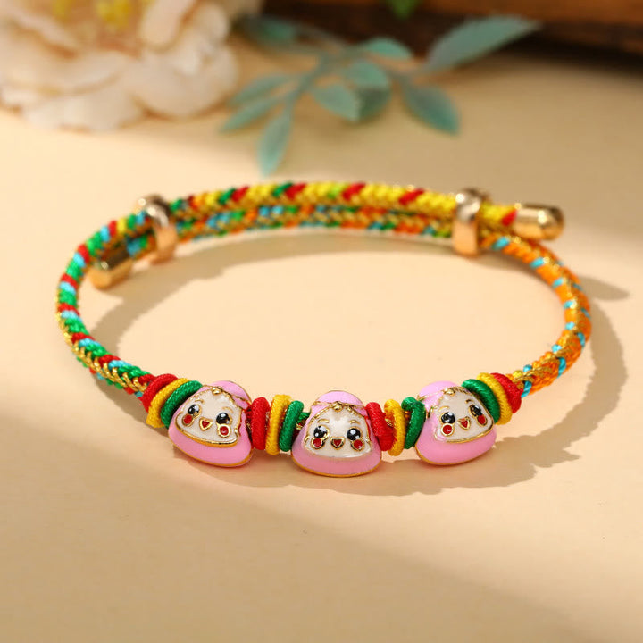 Armband bunt Zongzi Glück elastisch Rosa Perlen Regenbogenband Schmuck