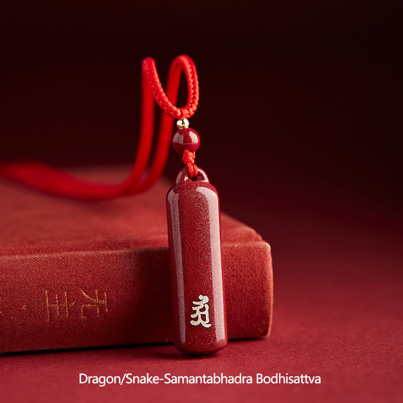 Anhänger Zinnober Geburts-Buddha – Schutz & Glück Rot / Drache/Schlange-Samantabhadra Bodhisattva
