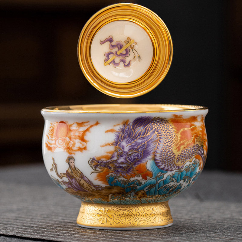 Teetasse Mit Goldrand Adler Drache Ozean Glücksverheißender Drache