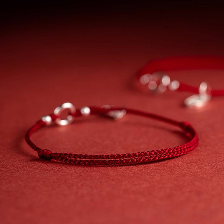 Armband 925 Silber Roter Faden Glück Fortune Lotus