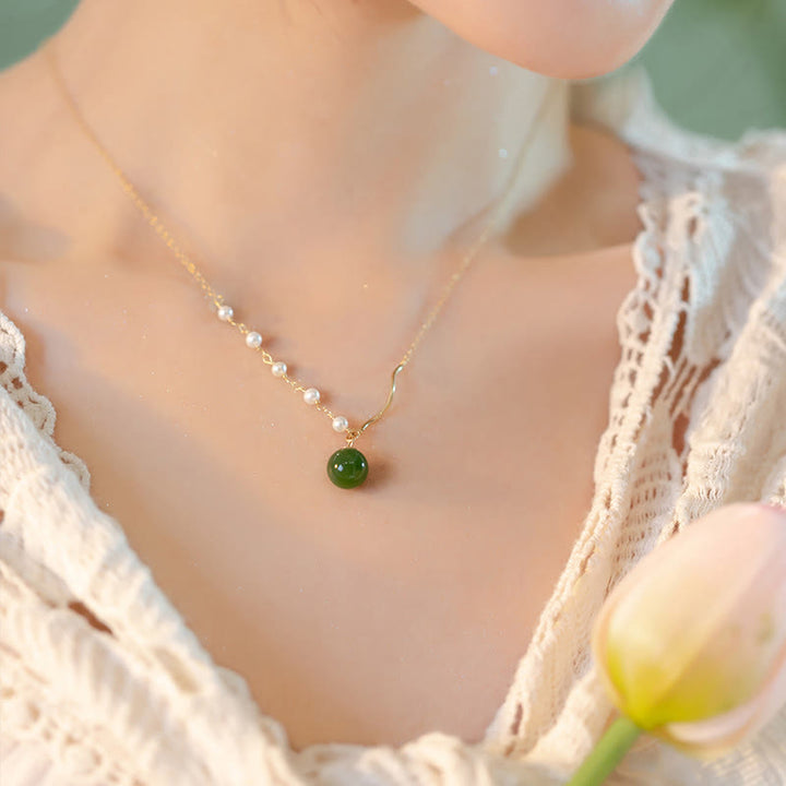 Kette Jade Perle Hetian Glück Natur