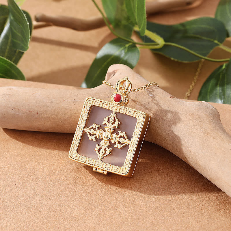 Anhänger Kette Gold Schutz Quadrat Schmuck