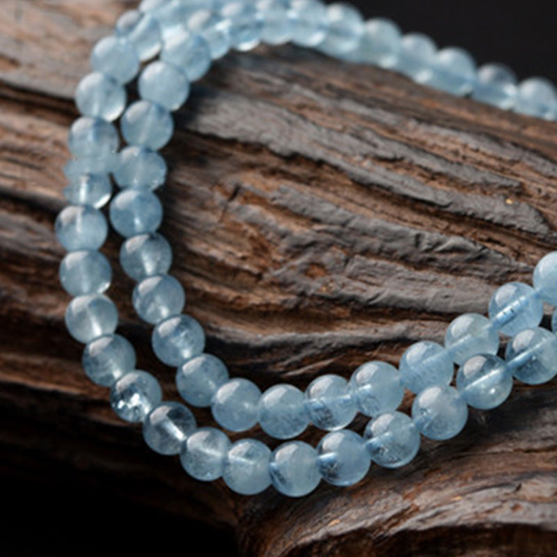 Armband Aquamarin – Heilung & Frieden, hellblaue Perlen Naturstein elastisch