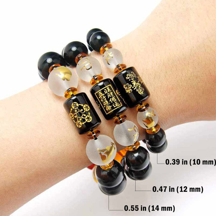 Armband Obsidian Roter Achat - Reichtum Wohlstand