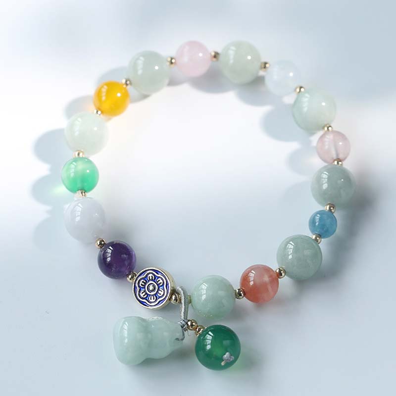Jade Armband mit bunten Edelsteinen Glück Balance Feng Shui