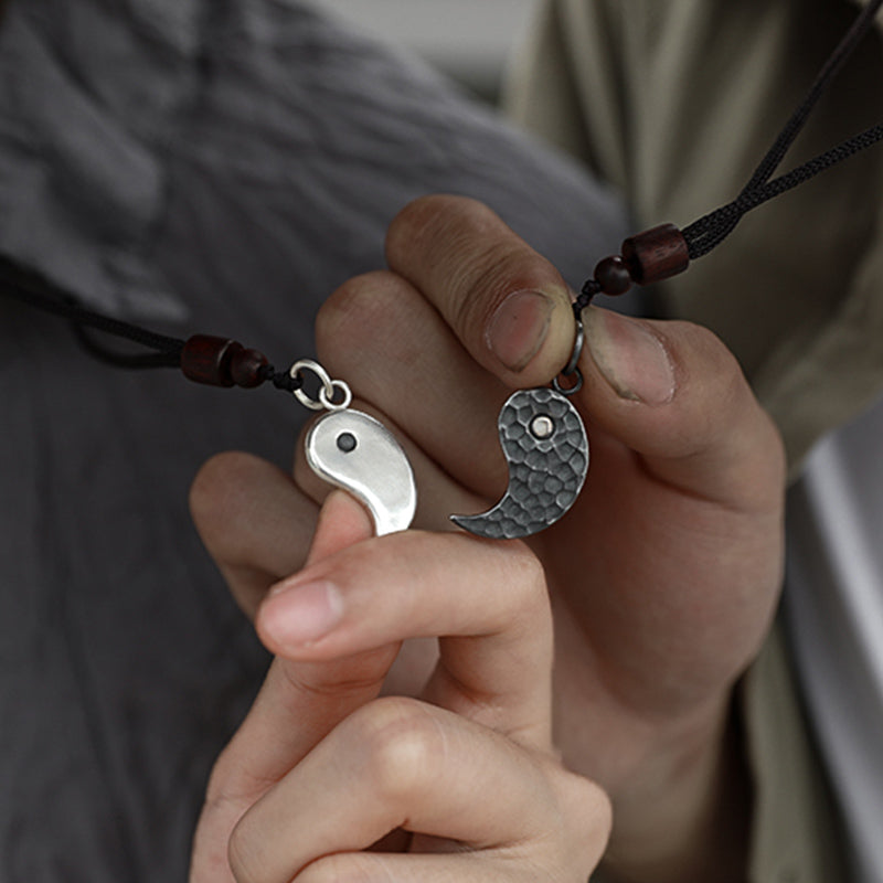 Kette Sterling-Silber Yin Yang Anhänger Herren Schmuck