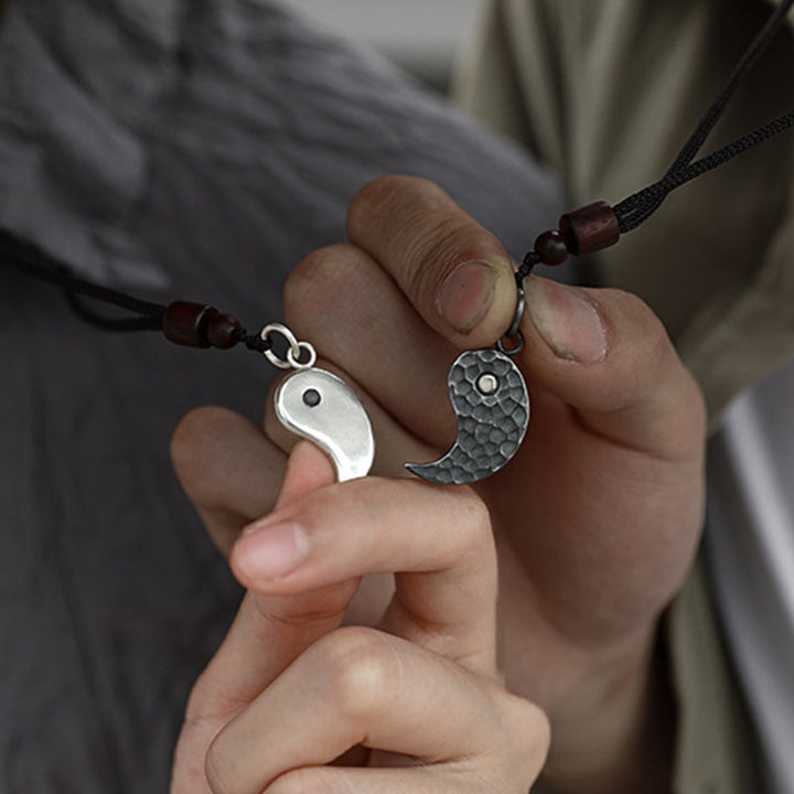 Kette Sterling-Silber Yin Yang Anhänger Herren Schmuck