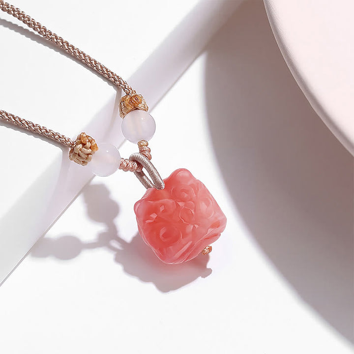 Kette Quarz Anhänger Rosa Stein Liebe