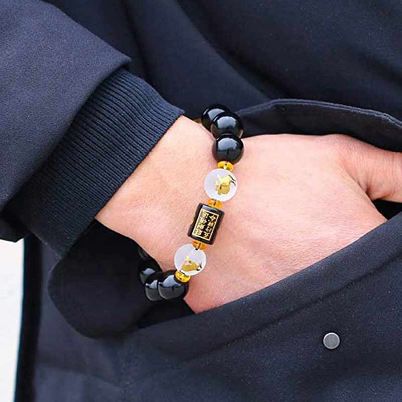 Armband Obsidian Roter Achat - Reichtum Wohlstand