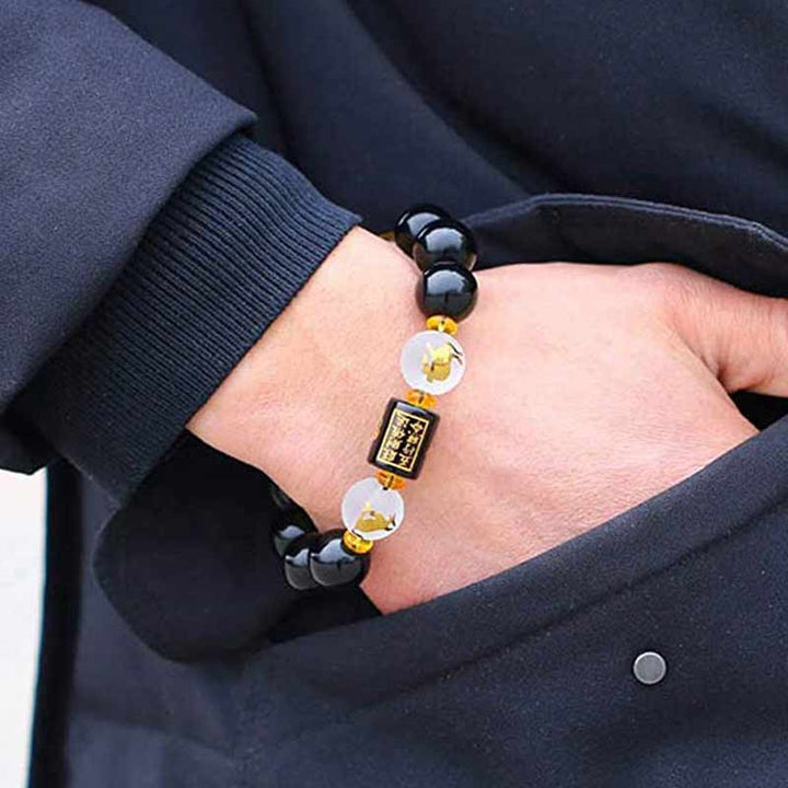 Armband Obsidian Roter Achat - Reichtum Wohlstand