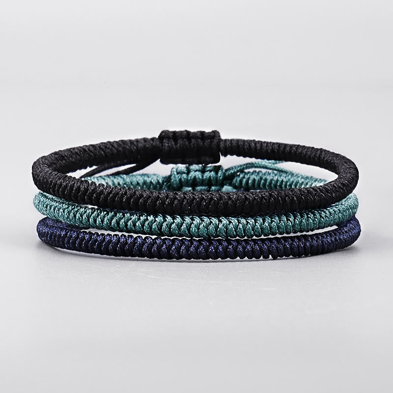 Tibetisches geflochtenes Armband Set drei Farben Knoten Stärke