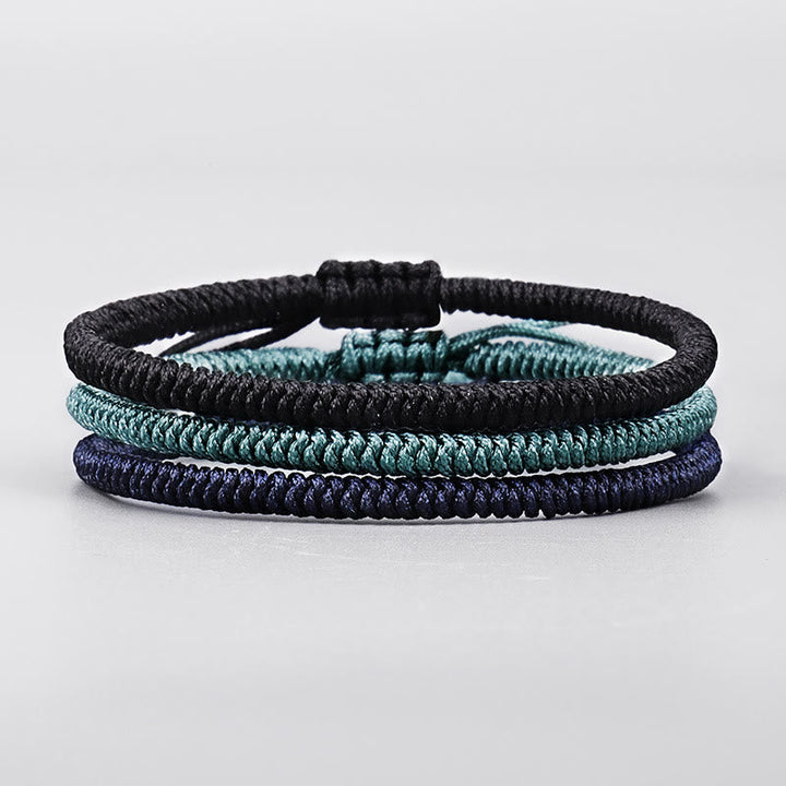 Tibetisches geflochtenes Armband Set drei Farben Knoten Stärke