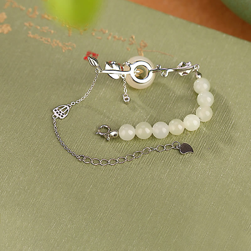 Armband 925 Silber Jade Lotus – Glück & Frieden