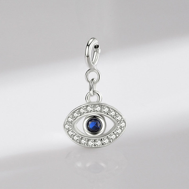 Silber 925 Böses Auge Charm Anhänger Zirkonia blau