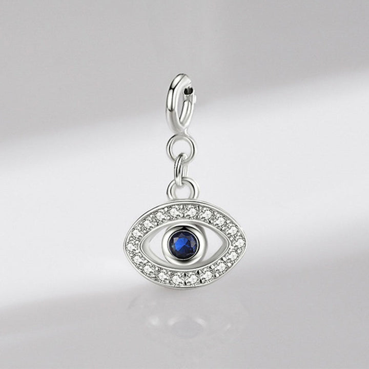 Silber 925 Böses Auge Charm Anhänger Zirkonia blau