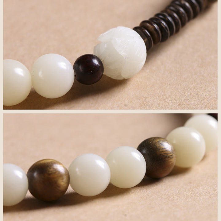 Armband mit Sandelholz Bodhi Lotus Perlen Frieden Harmonie Naturstein