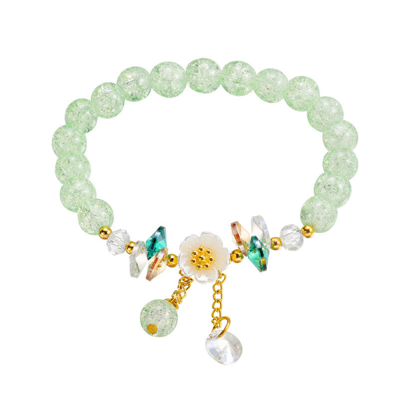 Grünes Glas Armband Blume Anhänger elegantes Design Naturstein.