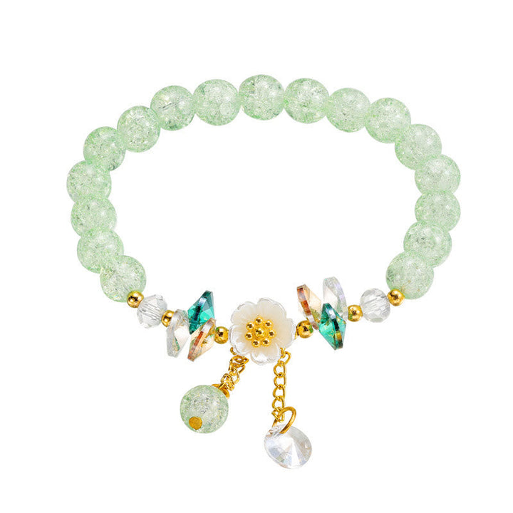 Grünes Glas Armband Blume Anhänger elegantes Design Naturstein.