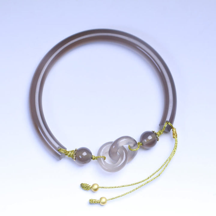 Achat Armband mit grauen Steinen und gold Verschluss elastisch