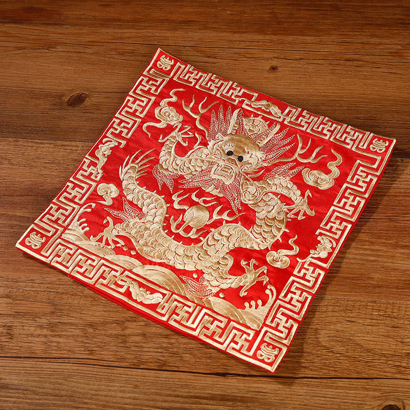 Tee Untersetzer Kranich Phönix Drache Kirin Rot-Goldener Drache