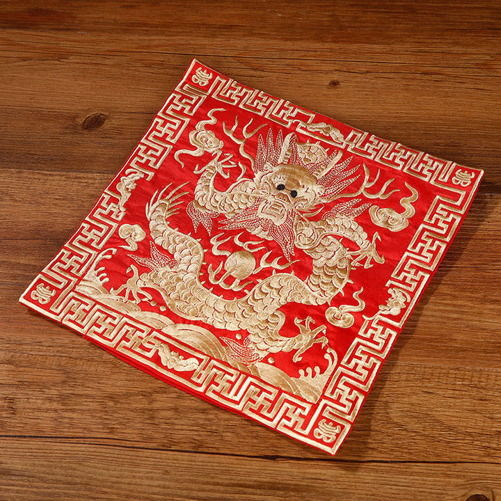 Tee Untersetzer Kranich Phönix Drache Kirin Rot-Goldener Drache