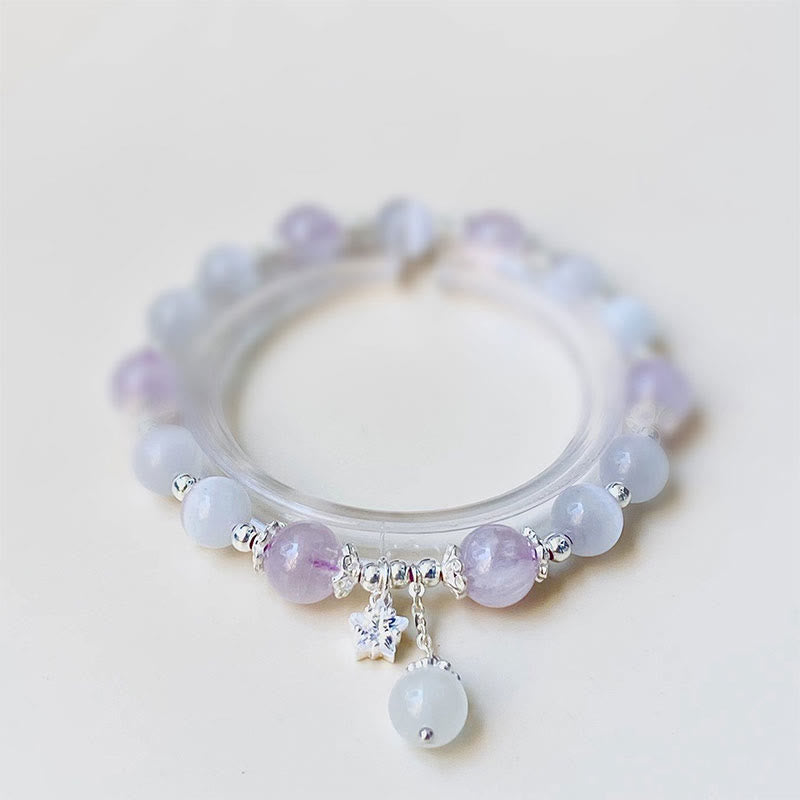 Amethyst Armband 925 Silber mit Stern Charm eleganter Schmuck