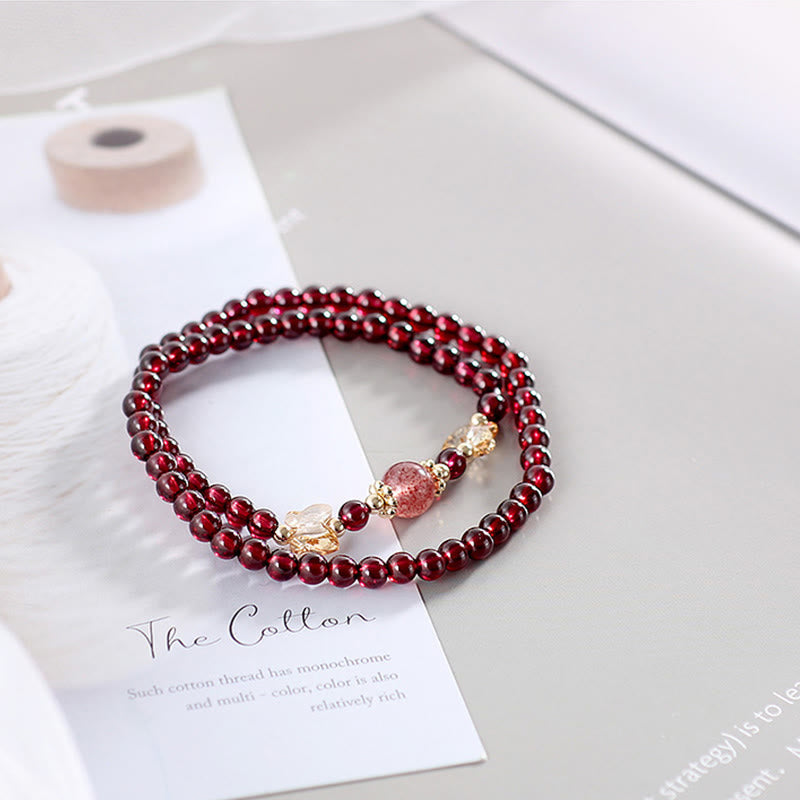 Armband Erdbeerquarz Granat Schmetterling – Schutz