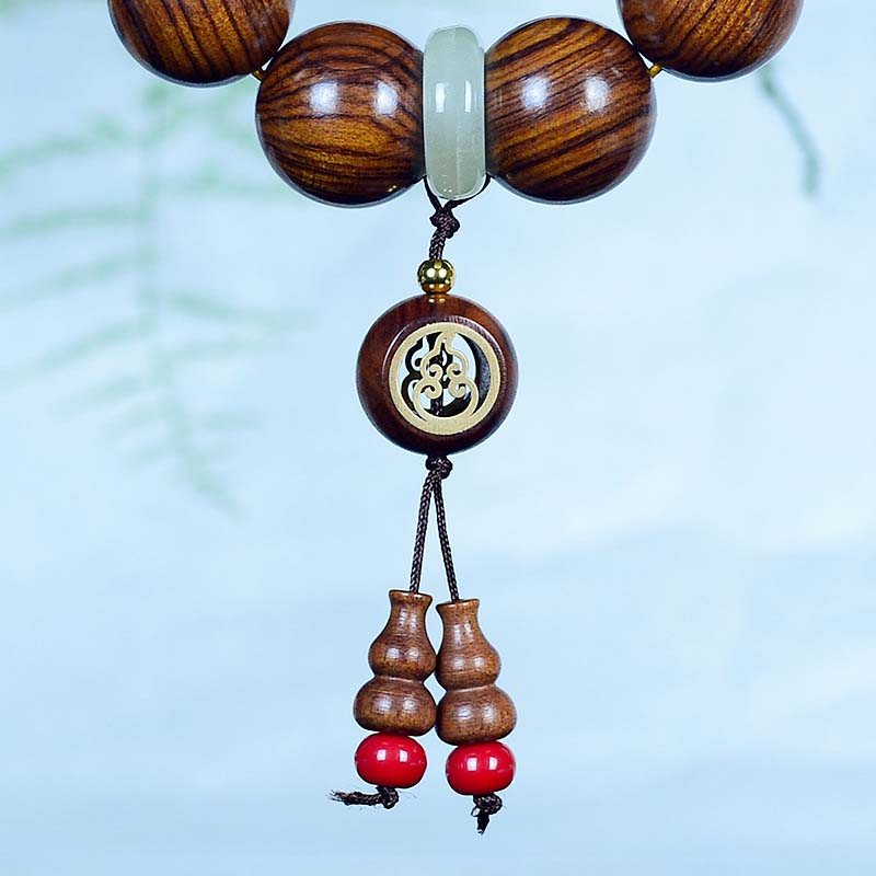 Armband Rosenholz – Ruhe mit Jade und roten Perlen elegant.