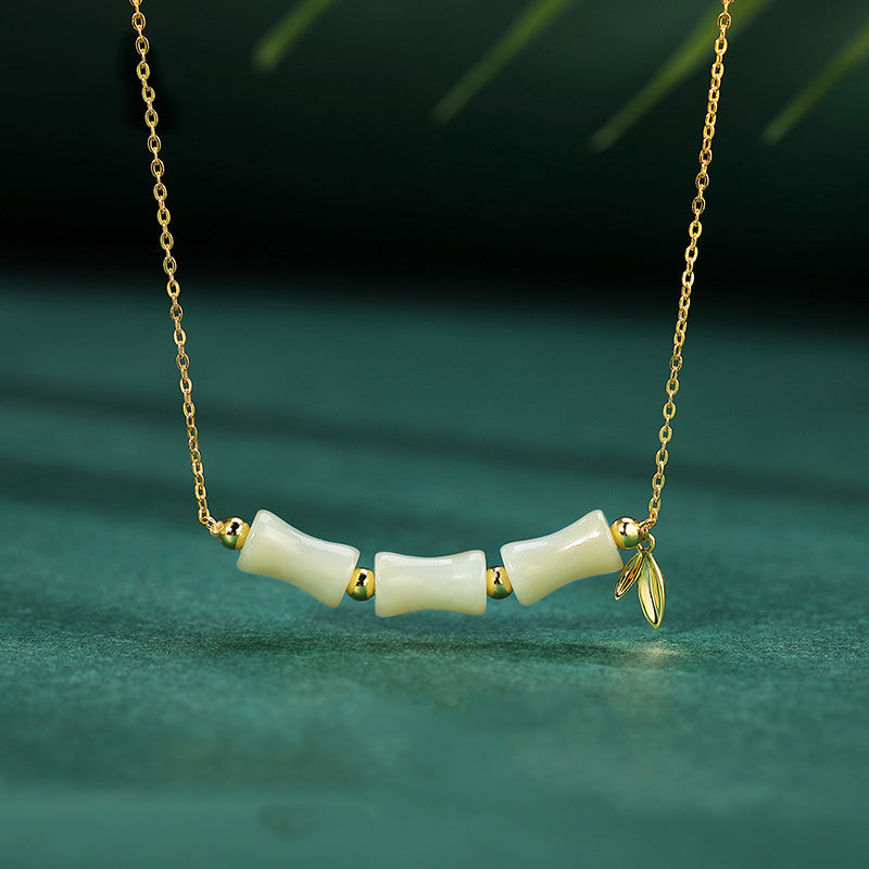 Anhänger Kette Hetian Jade Bambusstab – Eleganz Harmonie