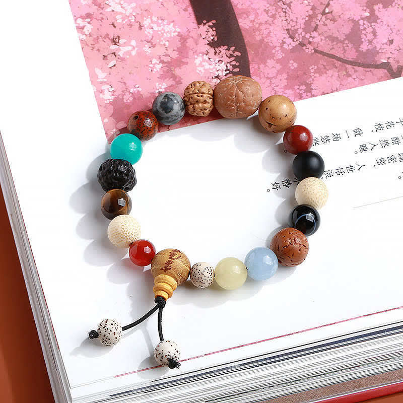 Mala Achat Bodhi Harmonie Armband bunte Natursteine Perlen Flat Lay