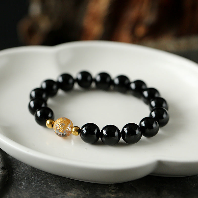 Armband Obsidian Onyx Kristall Drache Stärke Energie