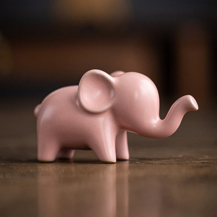 Elefant Figur Keramik Deko Pinker Elefant