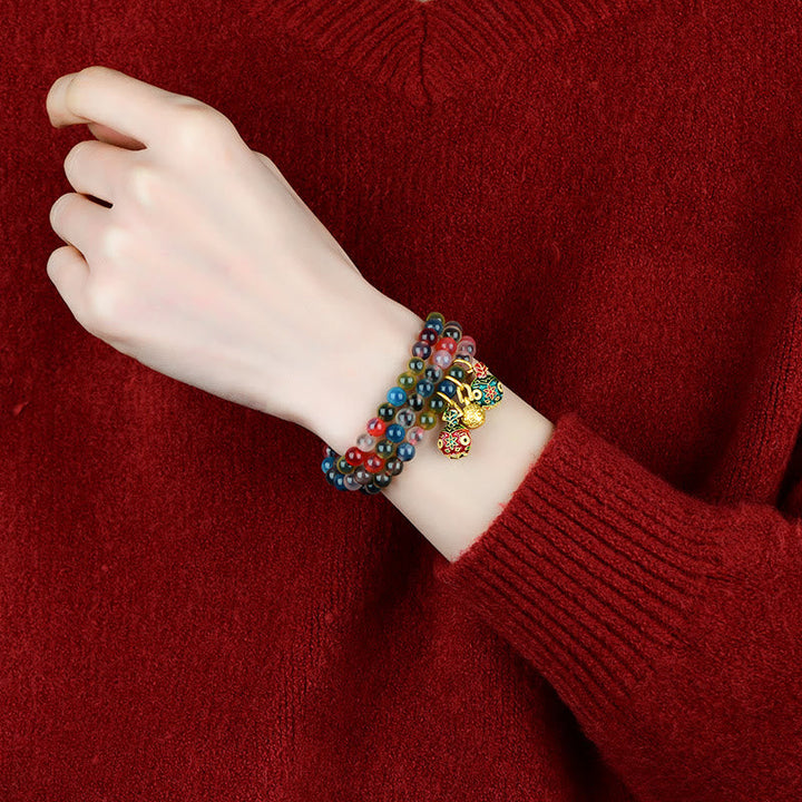 Armband Achat – Stärke mehrfarbig Perlen elastisch Handgelenk getragen