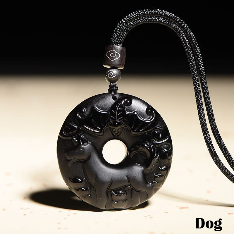 Kette schwarze Obsidian Tierkreis Natur – Frieden | Zen Spirit