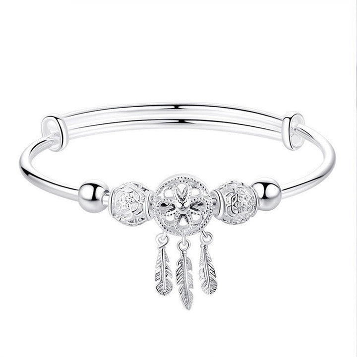 Silbernes Armband mit Traumfänger und Perlen Anhänger elegant