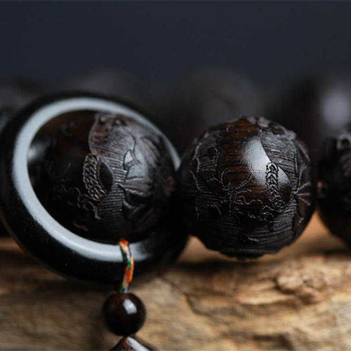 Armband Ebenholz Gravur Yin-Yang Ruhe