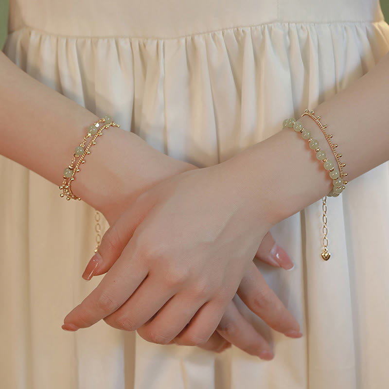 Jade Armband Armband Jade – Glück & Wohlstand Harmonie goldfarben elegant getragen