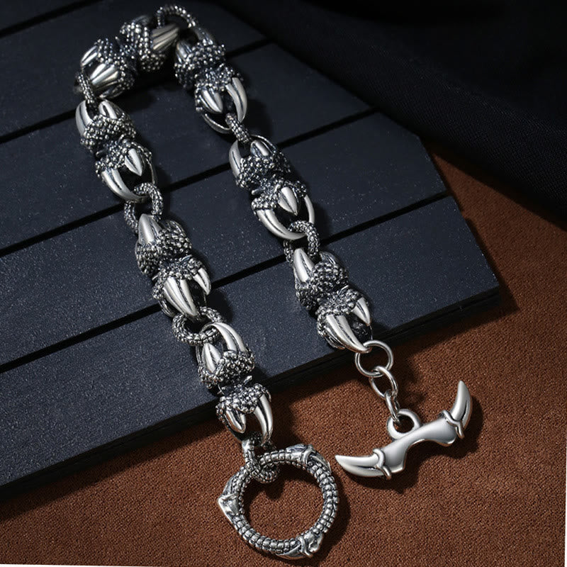 Silbernes Drachen Armband mit Schutz und Stärke Symbolik elegant.