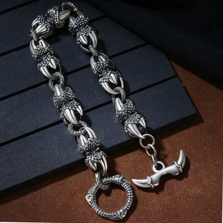 Silbernes Drachen Armband mit Schutz und Stärke Symbolik elegant.