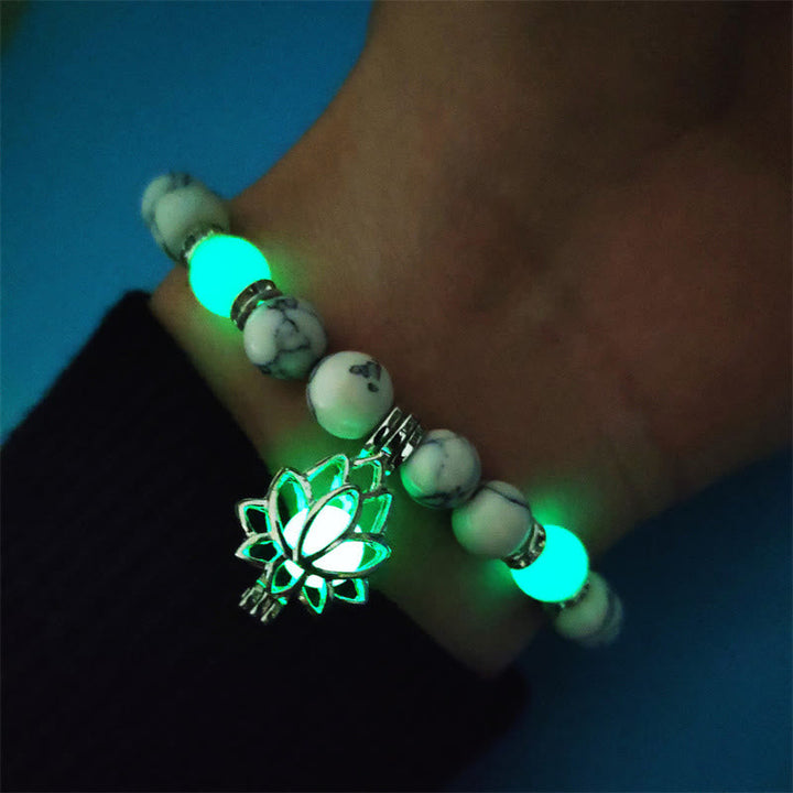Armband Leuchtstein Türkis Lotus "Schutz"